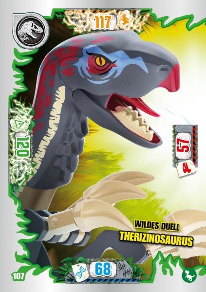 Nummer 107 I Wildes Duell Therizinosaurus I LEGO Jurassic World TCG 3