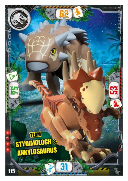 Nummer 115 I Team Stygimoloch & Ankylosaurus I LEGO Jurassic World TCG 3