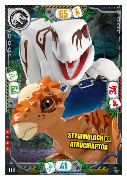 Nummer 111 I Stygimoloch vs. Atrociraptor I LEGO Jurassic World TCG 3