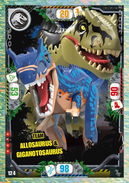 Nummer 124 I Team Allosaurus & Giganotosaurus I LEGO Jurassic World TCG 3