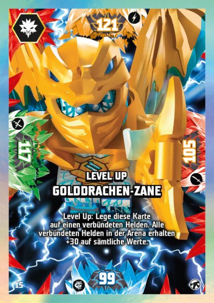 Nummer 015 I Level Up Golddrachen-Zane I LEGO Ninjago TCG 8 Next Level