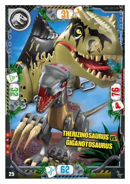 Nummer 025 I Therizinosaurus vs. Giganotosaurus I LEGO Jurassic World TCG 3